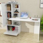 Casa si Gradina - Mobilier - Mese si birouri - Birouri - Birou cu rafturi, Hanah Home, pal melaminat, alb, 149.5x140x61.8 cm - Infinity.ro