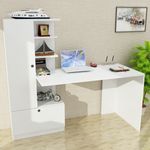 Casa si Gradina - Mobilier - Mese si birouri - Birouri - Birou cu rafturi, Hanah Home, pal melaminat, alb, 149.5x140x61.8 cm - Infinity.ro