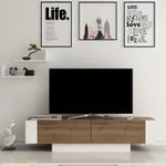 Casa si Gradina - Mobilier - Comode si corpuri - Comode - Comoda tv, Hanah Home, pal melaminat, nuc si alb, 150x41.6x31.5 cm - Infinity.ro