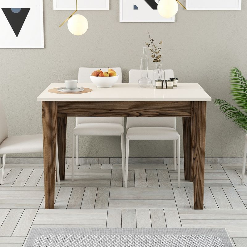 Casa si Gradina - Mobilier - Mese si birouri - Mese bucatarie si dining - Masa de bucatarie, Hanah Home, pal melaminat, nuc si crem, 110x72x75 cm - Infinity.ro