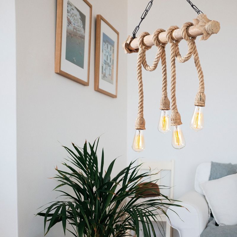 Casa si Gradina - Corpuri si surse de iluminat - Lustre si pendule - Candelabru, Opviq, lemn, negru si natur, 65x8x82 cm - Infinity.ro