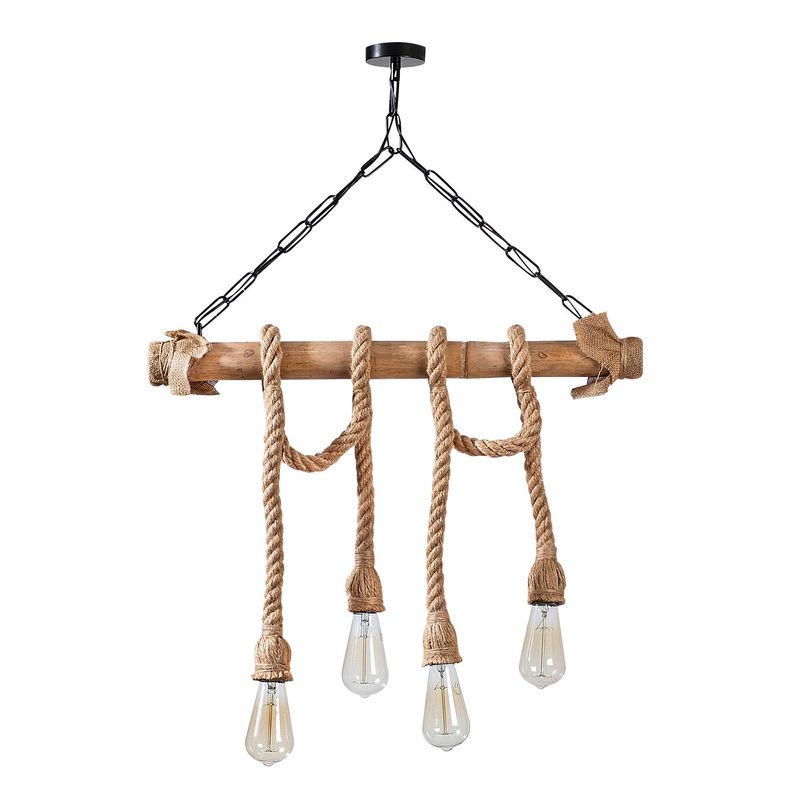 Casa si Gradina - Corpuri si surse de iluminat - Lustre si pendule - Candelabru, Opviq, lemn, negru si natur, 65x8x82 cm - Infinity.ro
