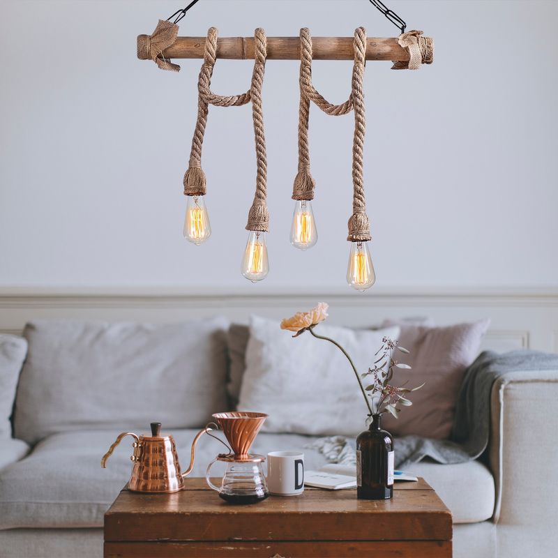 Casa si Gradina - Corpuri si surse de iluminat - Lustre si pendule - Candelabru, Opviq, lemn, negru si natur, 65x8x82 cm - Infinity.ro