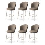 Casa si Gradina - Mobilier - Scaune si fotolii - Tabureti - Set taburete bar, Hanah Home, metal, cappuccino si crom, 46x40x107 cm, 6 bucati - Infinity.ro