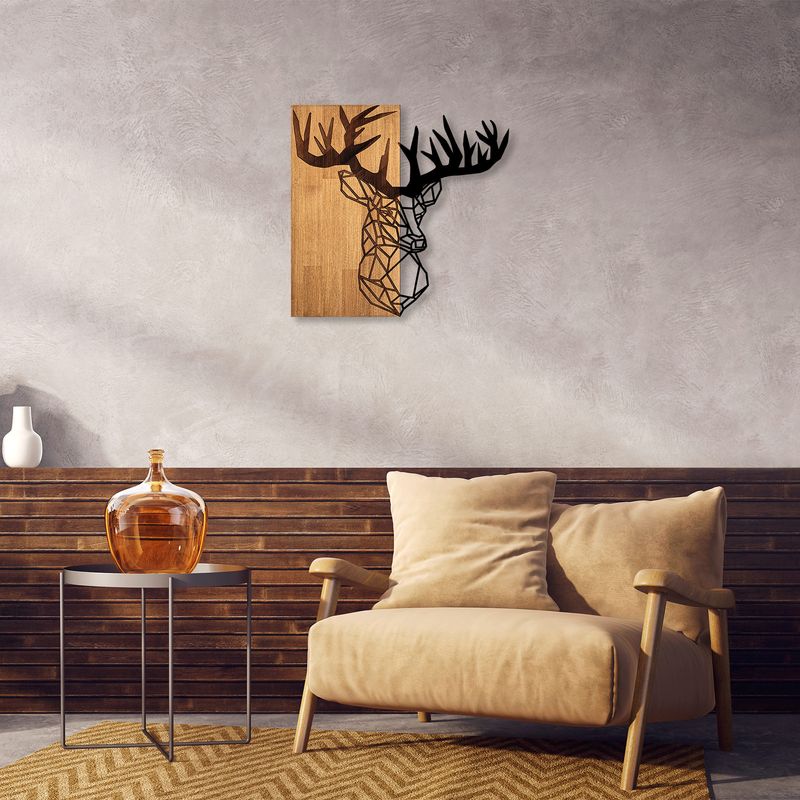 Casa si Gradina - Decoratiuni - Decoratiuni perete - Accesoriu decorativ de perete, Wallxpert, lemn si metal, nuc si negru, 58x60 cm, 899SKL2269 - Infinity.ro