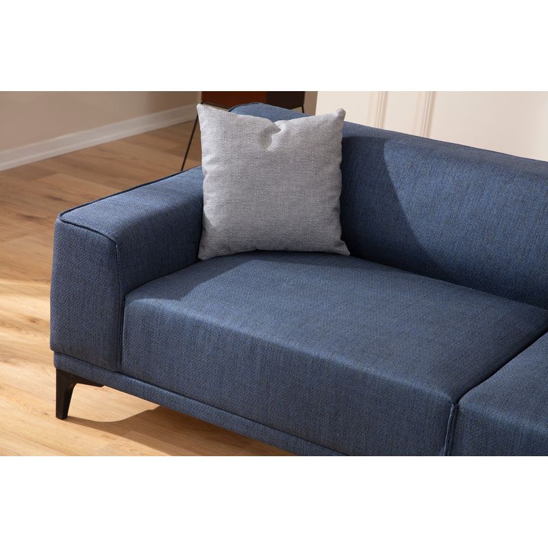 Casa si Gradina - Mobilier - Canapele si coltare - Canapele - Canapea 3 locuri, Hanah Home, lemn fag si pal, albastru, 215x87x86 cm - Infinity.ro