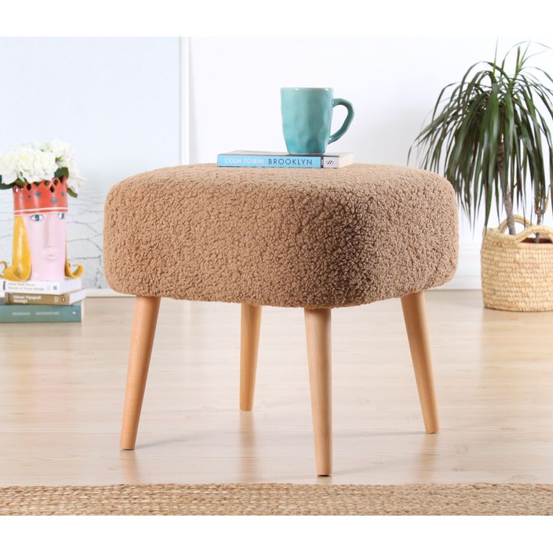 Casa si Gradina - Mobilier - Scaune si fotolii - Tabureti - Taburet, Atelier Del Sofa, blana artificiala, maro, 45x45x43 cm - Infinity.ro