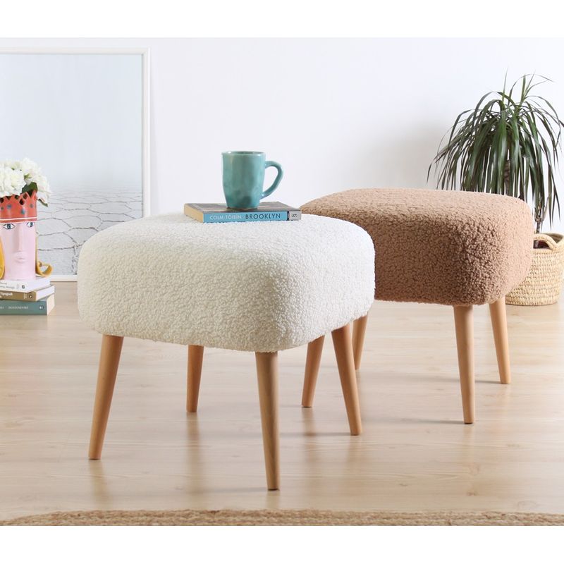 Casa si Gradina - Mobilier - Scaune si fotolii - Tabureti - Taburet, Atelier Del Sofa, blana artificiala, maro, 45x45x43 cm - Infinity.ro