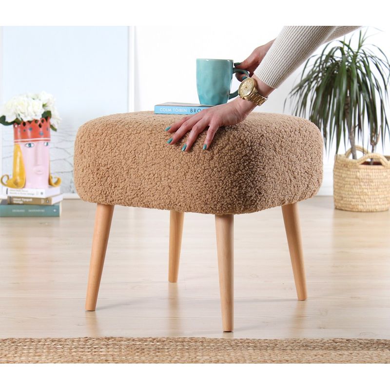 Casa si Gradina - Mobilier - Scaune si fotolii - Tabureti - Taburet, Atelier Del Sofa, blana artificiala, maro, 45x45x43 cm - Infinity.ro