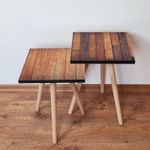 Casa si Gradina - Mobilier - Mese si birouri - Masute de cafea - Set masute de cafea, Hanah Home, mdf, maro si camel, 35x35x47 cm, picioare lemn fag - Infinity.ro