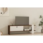 Casa si Gradina - Mobilier - Comode si corpuri - Comode - Comoda tv, Hanah Home, pal melaminat, nuc si alb, 120x25x36.8 cm - Infinity.ro