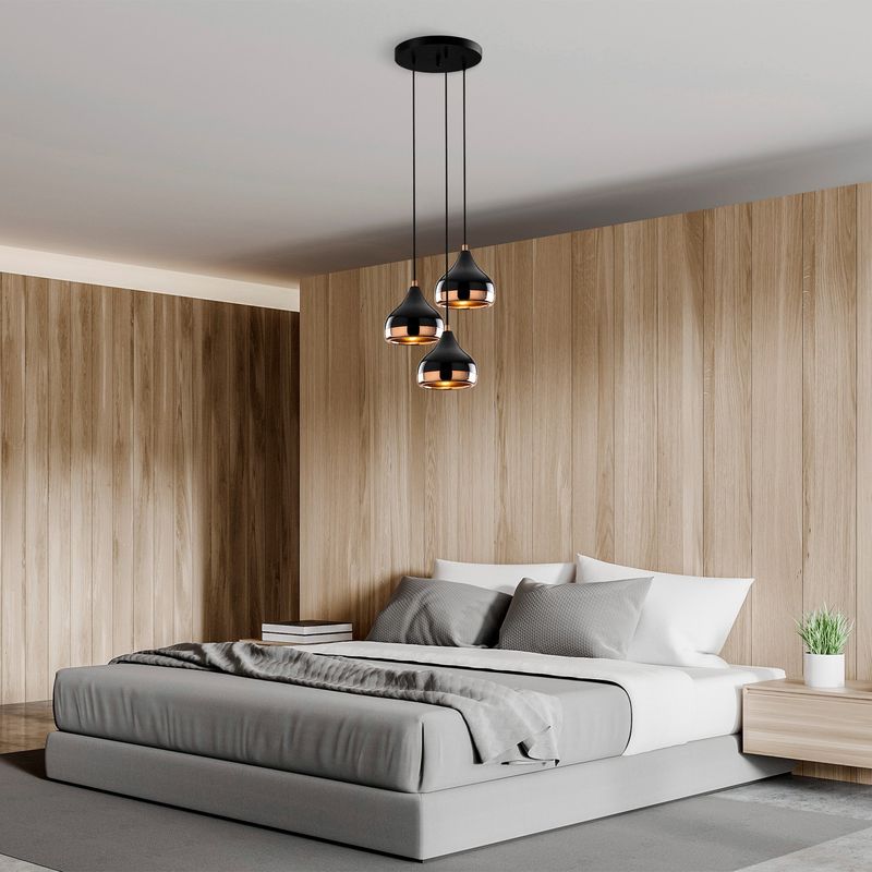 Casa si Gradina - Corpuri si surse de iluminat - Lustre si pendule - Lustra, Opviq, metal, negru cupru, diametru 37 cm, inaltime 111 cm - Infinity.ro