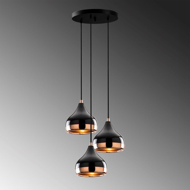 Casa si Gradina - Corpuri si surse de iluminat - Lustre si pendule - Lustra, Opviq, metal, negru cupru, diametru 37 cm, inaltime 111 cm - Infinity.ro