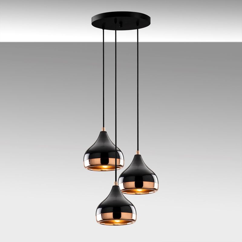 Casa si Gradina - Corpuri si surse de iluminat - Lustre si pendule - Lustra, Opviq, metal, negru cupru, diametru 37 cm, inaltime 111 cm - Infinity.ro