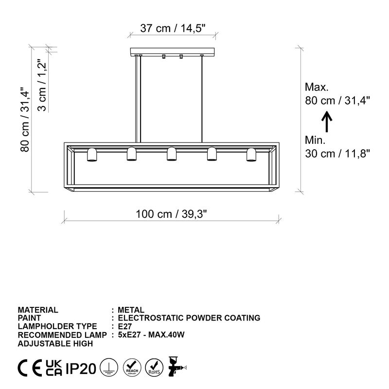 Casa si Gradina - Corpuri si surse de iluminat - Lustre si pendule - Candelabru, Opviq, metal, negru, 100x20x20 cm, inaltime reglabila - Infinity.ro