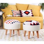 Casa si Gradina - Mobilier - Scaune si fotolii - Tabureti - Taburet, Atelier Del Sofa, bumbac si poliester, multicolor, picioare din lemn, 42x46 cm, 209FLF1110 - Infinity.ro
