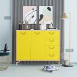 Casa si Gradina - Mobilier - Organizare si depozitare - Organizator incaltaminte - Dulap pentru pantofi, Hanah Home, pal melaminat, stejar si galben, 100x35x82 cm - Infinity.ro