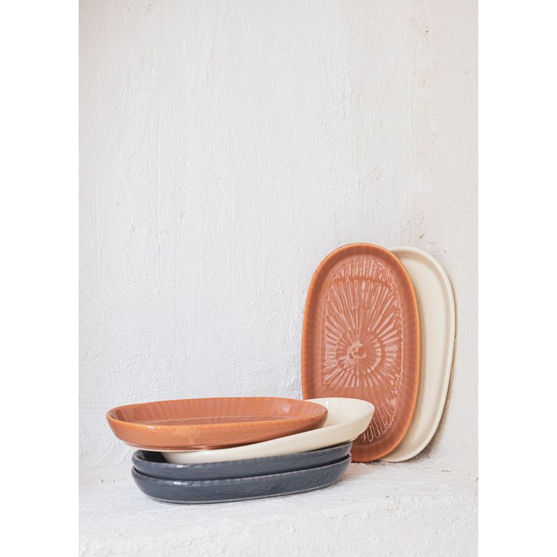 Casa si Gradina - Bucatarie si vesela - Vesela si tacamuri - Platouri de bucatarie - Set platouri, Hermia, ceramica, crem, 14x26x4 cm, 2 bucati - Infinity.ro