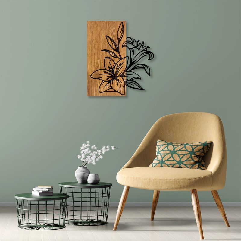 Casa si Gradina - Decoratiuni - Decoratiuni perete - Accesoriu decorativ de perete, Wallxpert, lemn si metal, nuc si negru, 58x52 cm - Infinity.ro