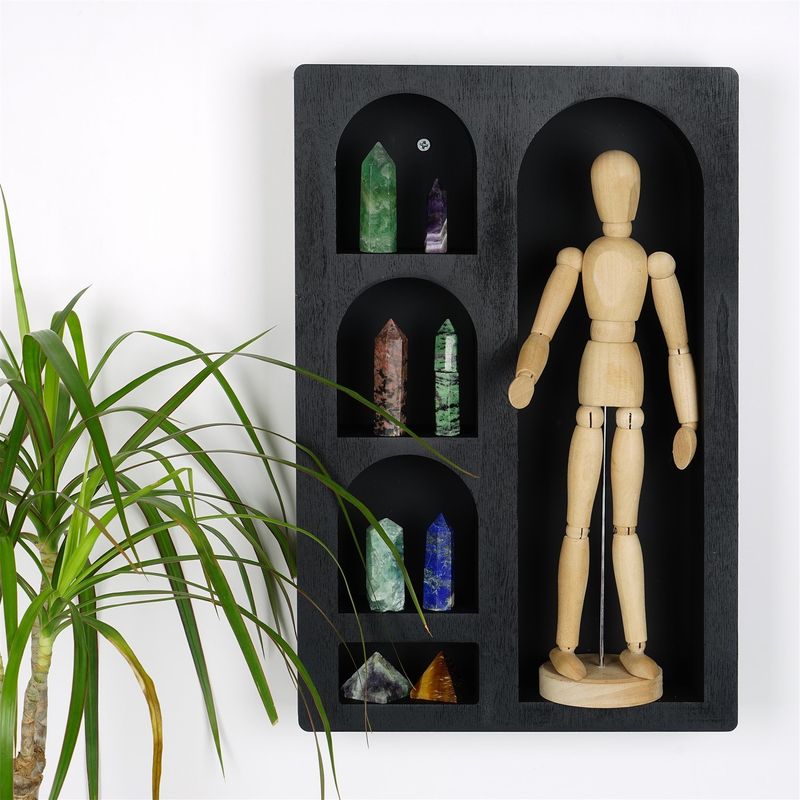 Casa si Gradina - Mobilier - Biblioteci si rafturi - Rafturi - Raft de perete, Hanah Home, lemn masiv, negru, 26x40x6 cm - Infinity.ro