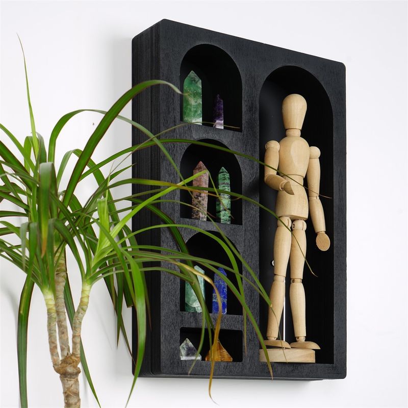 Casa si Gradina - Mobilier - Biblioteci si rafturi - Rafturi - Raft de perete, Hanah Home, lemn masiv, negru, 26x40x6 cm - Infinity.ro