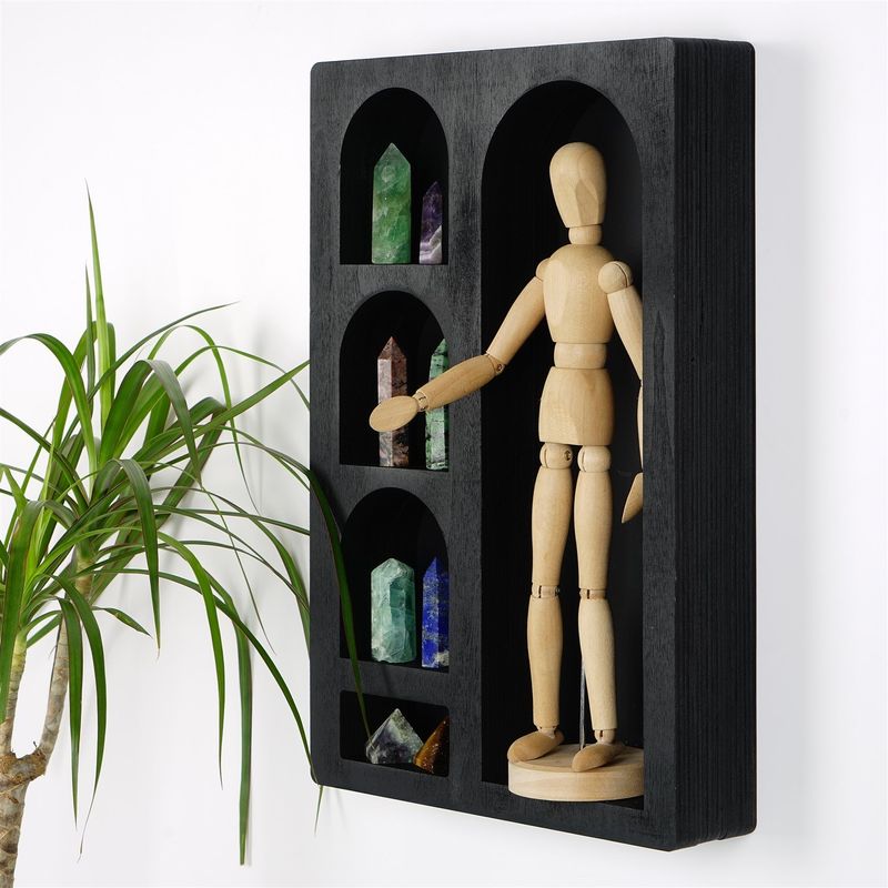 Casa si Gradina - Mobilier - Biblioteci si rafturi - Rafturi - Raft de perete, Hanah Home, lemn masiv, negru, 26x40x6 cm - Infinity.ro