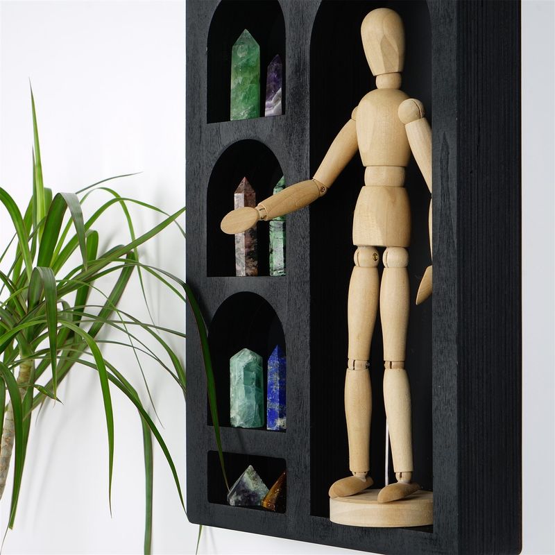 Casa si Gradina - Mobilier - Biblioteci si rafturi - Rafturi - Raft de perete, Hanah Home, lemn masiv, negru, 26x40x6 cm - Infinity.ro