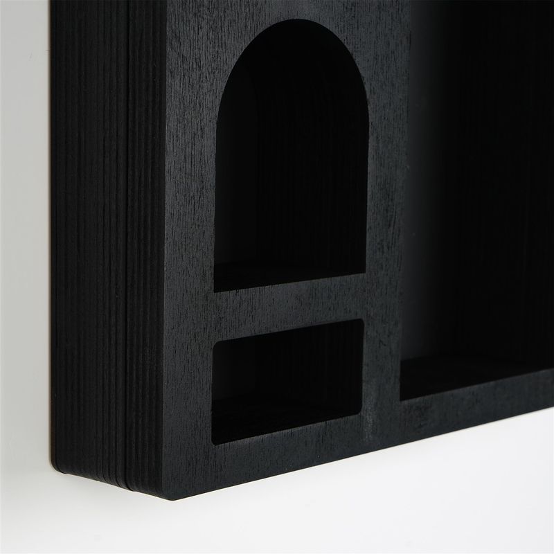 Casa si Gradina - Mobilier - Biblioteci si rafturi - Rafturi - Raft de perete, Hanah Home, lemn masiv, negru, 26x40x6 cm - Infinity.ro