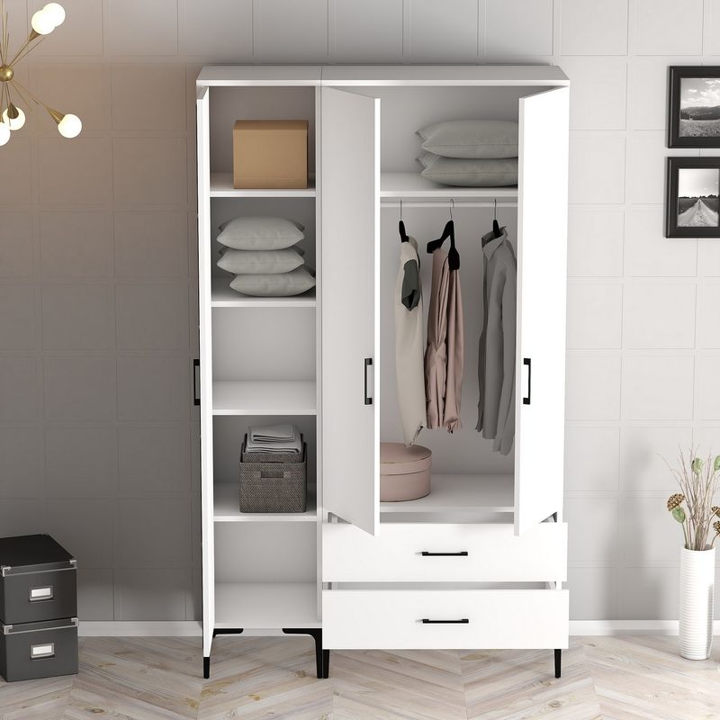 Casa si Gradina - Mobilier - Dulapuri si sifoniere - Sifoniere - Sifonier, Hanah Home, pal melaminat, alb, 120x47.5x201.4 cm, 845HCT5453 - Infinity.ro