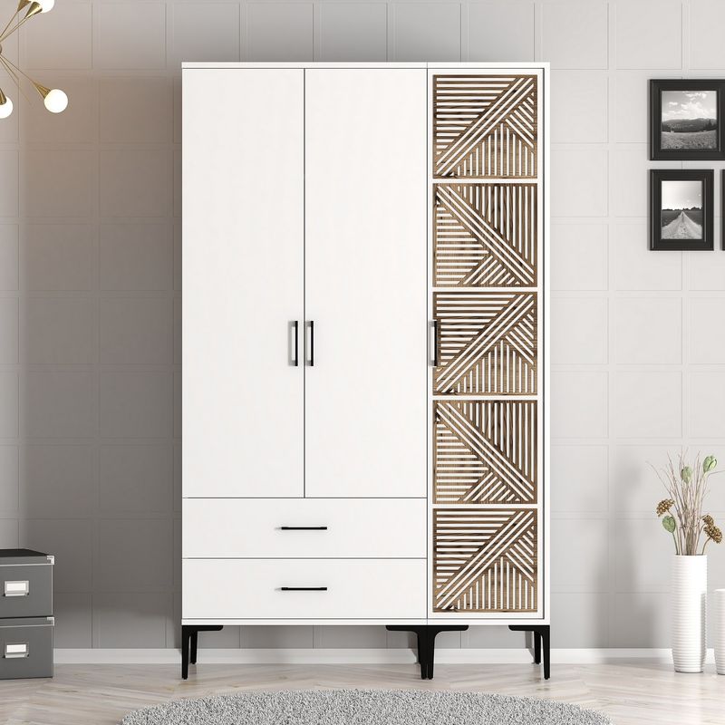 Casa si Gradina - Mobilier - Dulapuri si sifoniere - Sifoniere - Sifonier, Hanah Home, pal melaminat, alb, 120x47.5x201.4 cm, 845HCT5453 - Infinity.ro