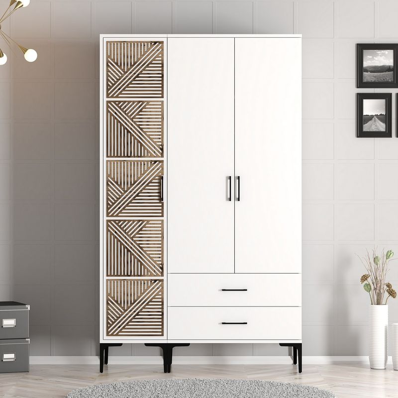 Casa si Gradina - Mobilier - Dulapuri si sifoniere - Sifoniere - Sifonier, Hanah Home, pal melaminat, alb, 120x47.5x201.4 cm, 845HCT5453 - Infinity.ro
