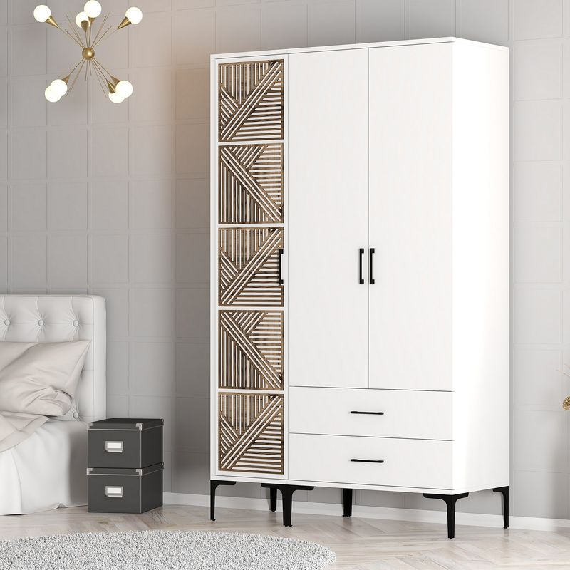Casa si Gradina - Mobilier - Dulapuri si sifoniere - Sifoniere - Sifonier, Hanah Home, pal melaminat, alb, 120x47.5x201.4 cm, 845HCT5453 - Infinity.ro