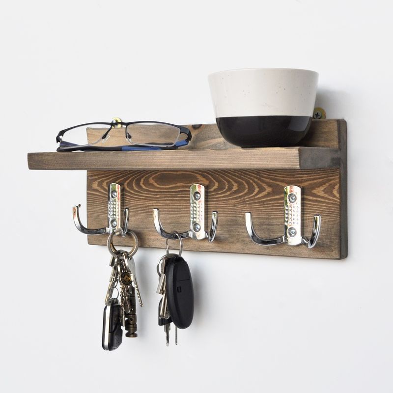 Casa si Gradina - Mobilier - Organizare si depozitare - Cuiere - Cuiere, Hanah Home, lemn molid, nuc, 30x13x11 cm - Infinity.ro