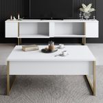 Casa si Gradina - Mobilier - Comode si corpuri - Comode - Comoda tv, Hanah Home, pal melaminat, alb auriu, 180x30x50 cm - Infinity.ro
