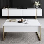 Casa si Gradina - Mobilier - Comode si corpuri - Comode - Comoda tv, Hanah Home, pal melaminat, alb auriu, 180x30x50 cm - Infinity.ro