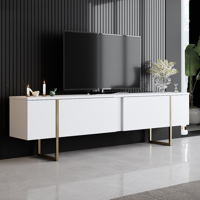 Casa si Gradina - Mobilier - Comode si corpuri - Comode - Comoda tv, Hanah Home, pal melaminat, alb auriu, 180x30x50 cm - Infinity.ro