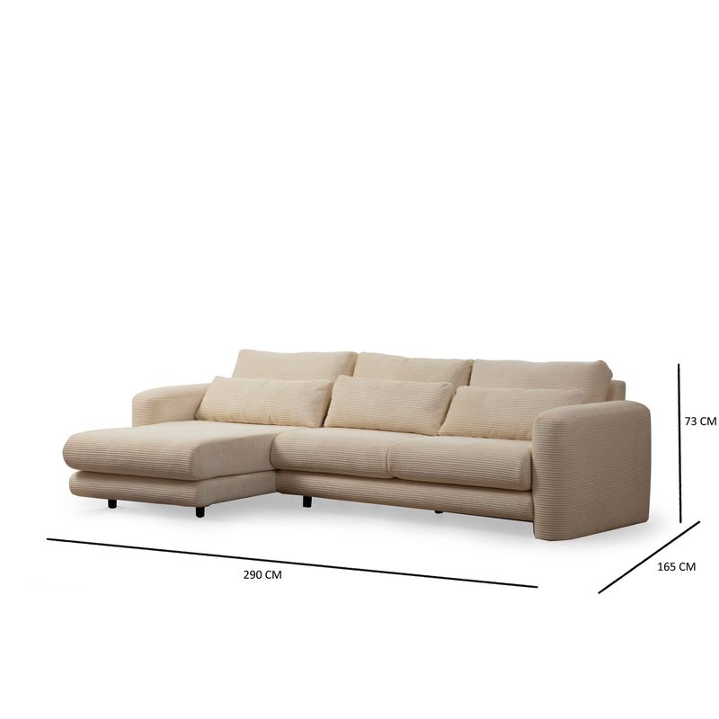Casa si Gradina - Mobilier - Canapele si coltare - Coltare - Coltar, Hanah Home, lemn de fag si pal, bej, 290x165x97 cm - Infinity.ro