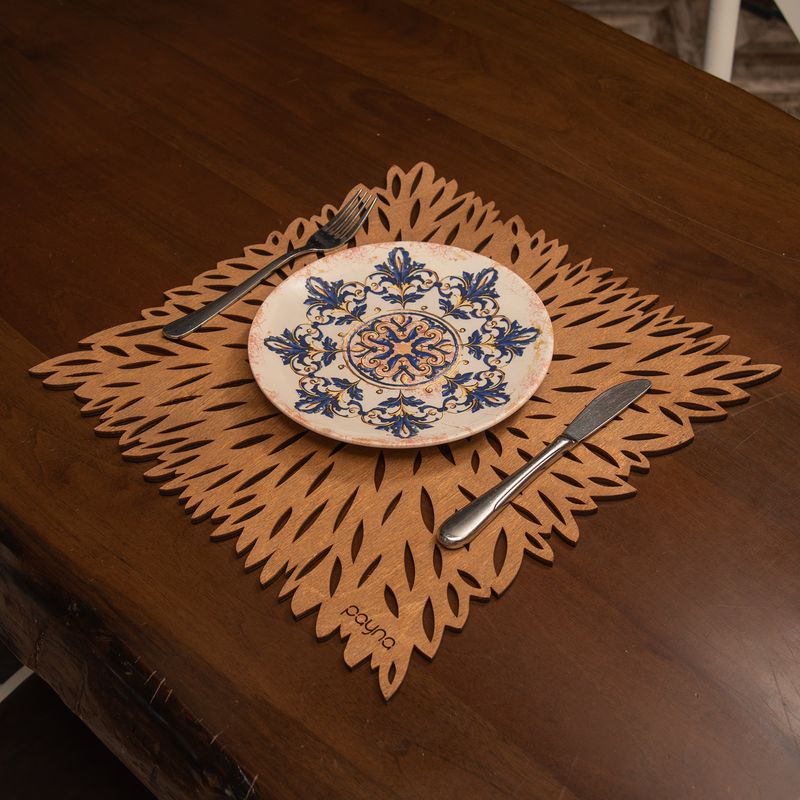 Casa si Gradina - Bucatarie si vesela - Organizare si depozitare bucatarie - Suporturi tacamuri si vase - Set suporturi de masa, Hermia, lemn, nuc, 36x36 cm, 6 piese, 790PYN1174 - Infinity.ro