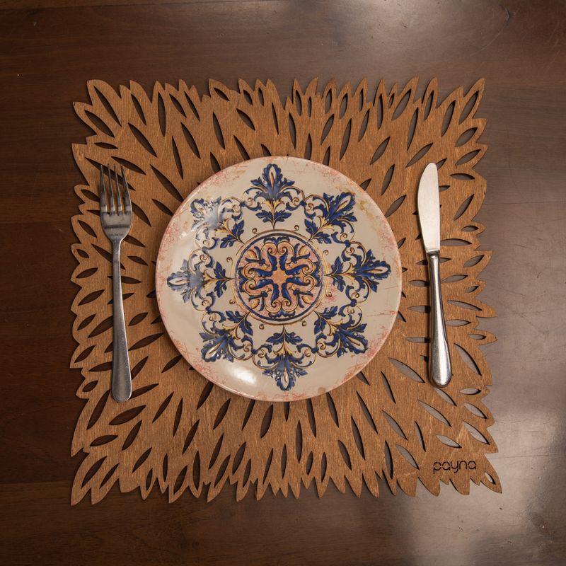 Casa si Gradina - Bucatarie si vesela - Organizare si depozitare bucatarie - Suporturi tacamuri si vase - Set suporturi de masa, Hermia, lemn, nuc, 36x36 cm, 6 piese, 790PYN1174 - Infinity.ro