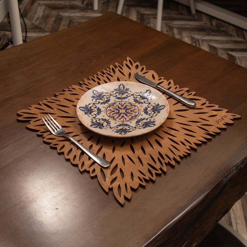 Casa si Gradina - Bucatarie si vesela - Organizare si depozitare bucatarie - Suporturi tacamuri si vase - Set suporturi de masa, Hermia, lemn, nuc, 36x36 cm, 6 piese, 790PYN1174 - Infinity.ro