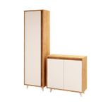 Casa si Gradina - Mobilier - Organizare si depozitare - Organizator incaltaminte - Dulap pentru pantofi, Hanah Home, pal melaminat, stejar si alb, 80x35x100 cm - Infinity.ro