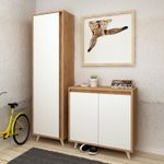 Casa si Gradina - Mobilier - Organizare si depozitare - Organizator incaltaminte - Dulap pentru pantofi, Hanah Home, pal melaminat, stejar si alb, 80x35x100 cm - Infinity.ro