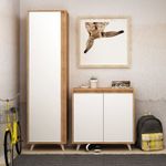 Casa si Gradina - Mobilier - Organizare si depozitare - Organizator incaltaminte - Dulap pentru pantofi, Hanah Home, pal melaminat, stejar si alb, 80x35x100 cm - Infinity.ro