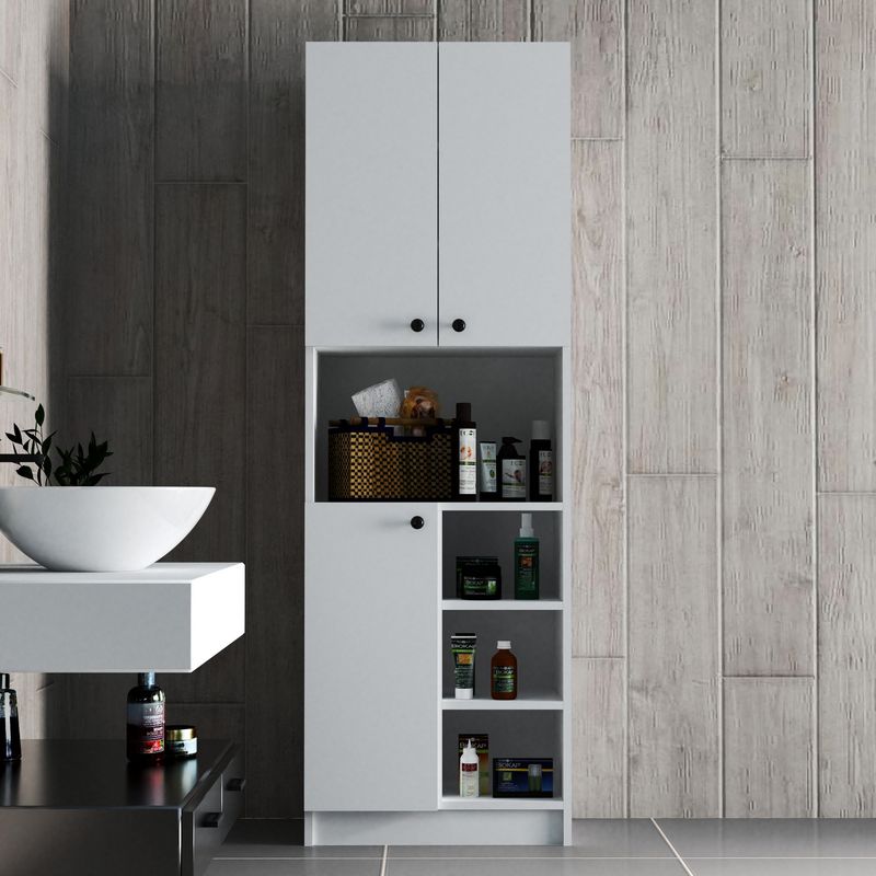 Casa si Gradina - Mobilier - Mobilier baie - Corpuri baie - Dulap multifunctional, Hanah Home, panou aglomerat acoperit cu melamina, alb, 59,6x35x180 cm - Infinity.ro