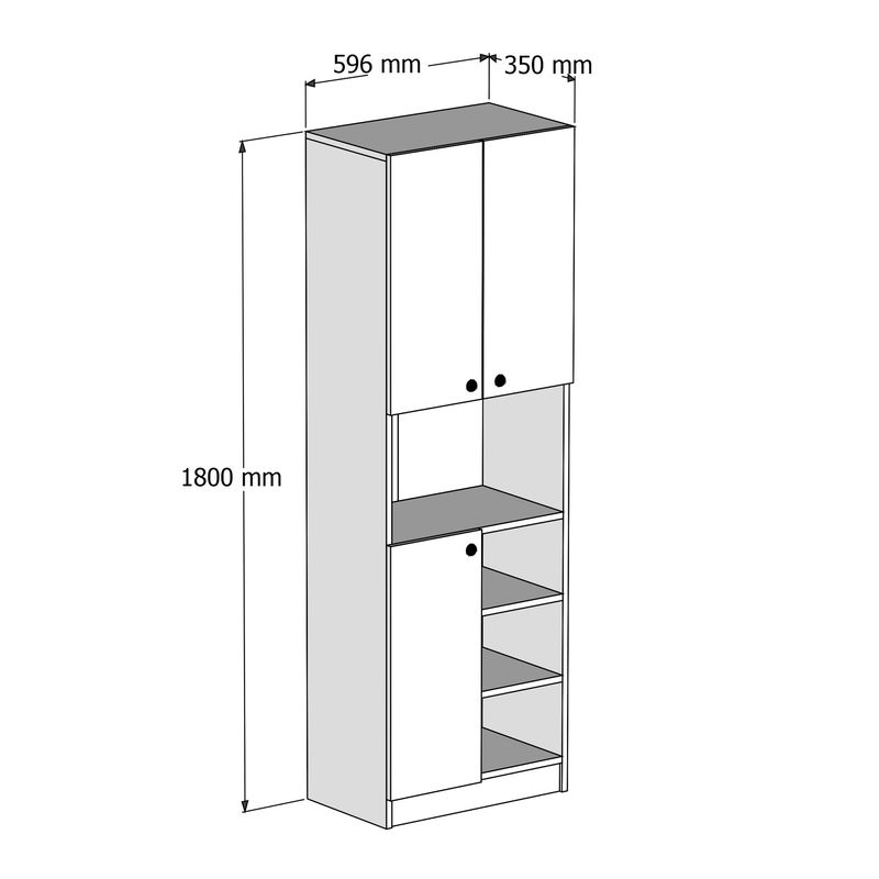 Casa si Gradina - Mobilier - Mobilier baie - Corpuri baie - Dulap multifunctional, Hanah Home, panou aglomerat acoperit cu melamina, alb, 59,6x35x180 cm - Infinity.ro