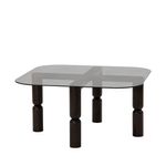 Casa si Gradina - Mobilier - Mese si birouri - Masute de cafea - Masuta de cafea, Hanah Home, sticla securizata si lemn masiv, antracit si fum, 80x80x40 cm - Infinity.ro
