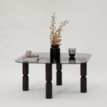 Casa si Gradina - Mobilier - Mese si birouri - Masute de cafea - Masuta de cafea, Hanah Home, sticla securizata si lemn masiv, antracit si fum, 80x80x40 cm - Infinity.ro