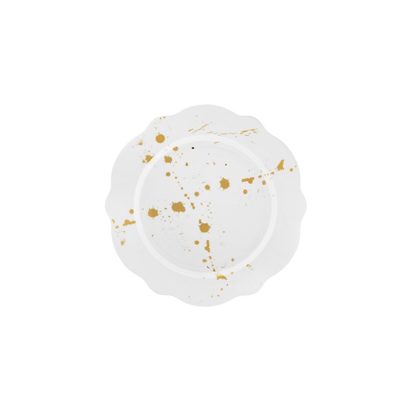 Casa si Gradina - Bucatarie si vesela - Vesela si tacamuri - Vesela desert - Set farfurii desert, Hermia, portelan, alb auriu, 21x21x1 cm, 6 piese - Infinity.ro