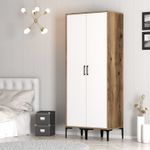 Casa si Gradina - Mobilier - Dulapuri si sifoniere - Sifoniere - Sifonier, Hanah Home, pal melaminat, nuc si alb, 80x47.5x201.4 cm, 845HCT5445 - Infinity.ro