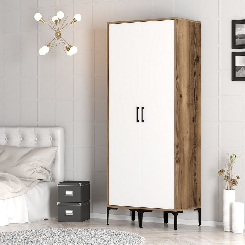 Casa si Gradina - Mobilier - Dulapuri si sifoniere - Sifoniere - Sifonier, Hanah Home, pal melaminat, nuc si alb, 80x47.5x201.4 cm, 845HCT5445 - Infinity.ro